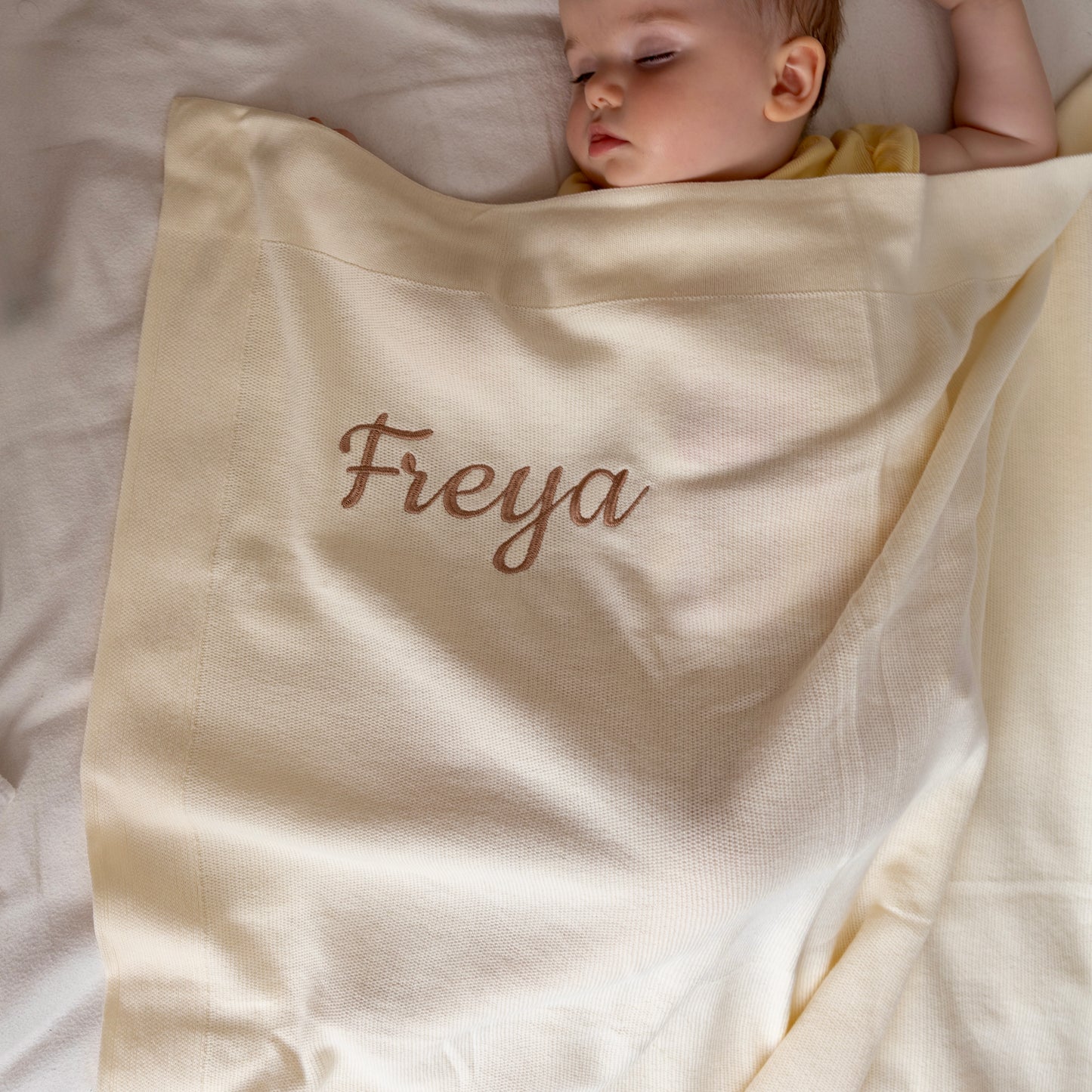 Personalised Knitted Cotton Baby Blanket