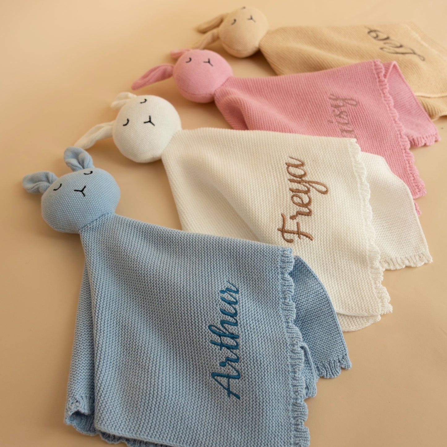 Personalised Knitted Bunny Baby Comforter