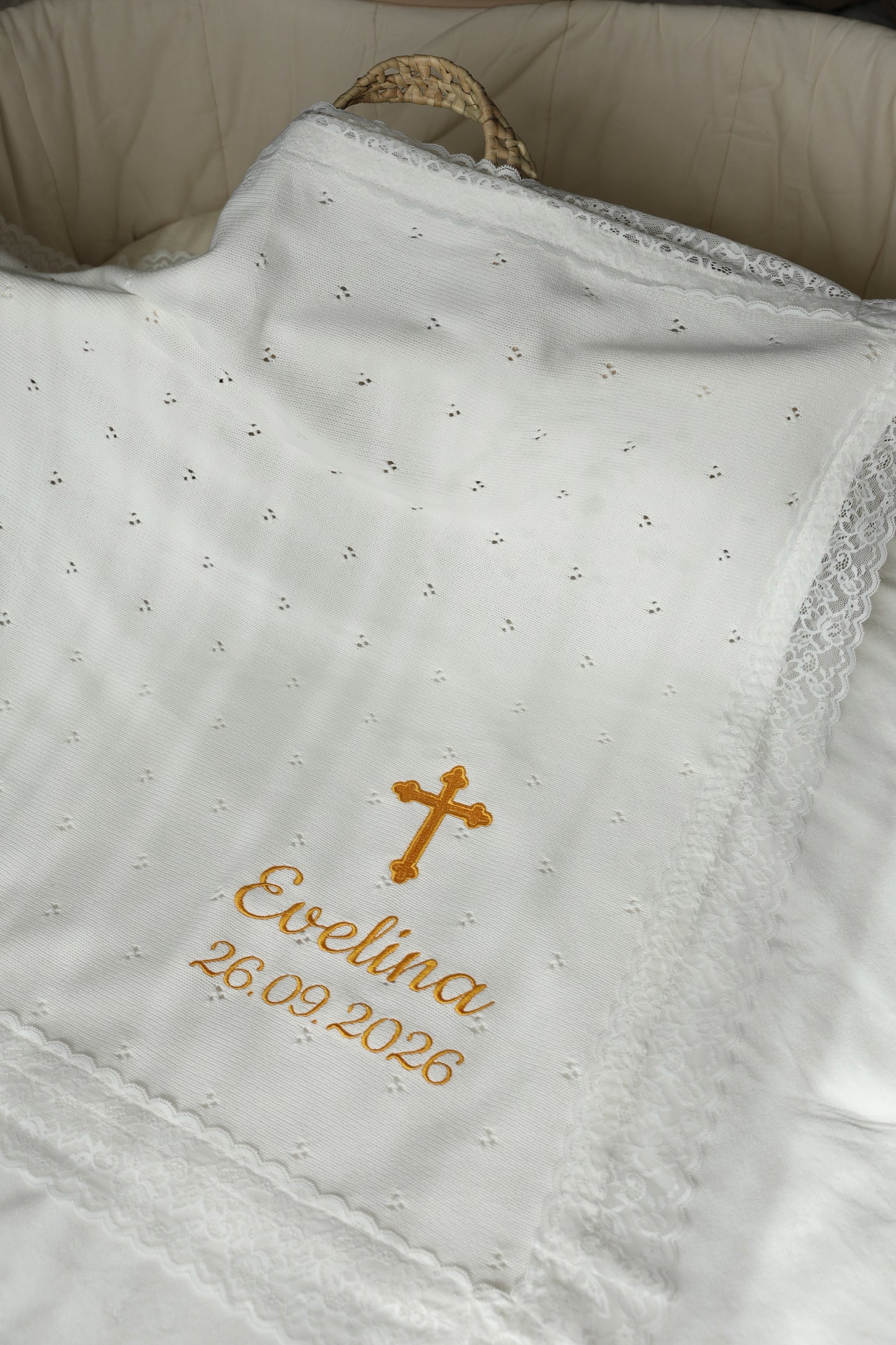 Personalised Baby Christening Towel | Baptism Towel with Name & Date