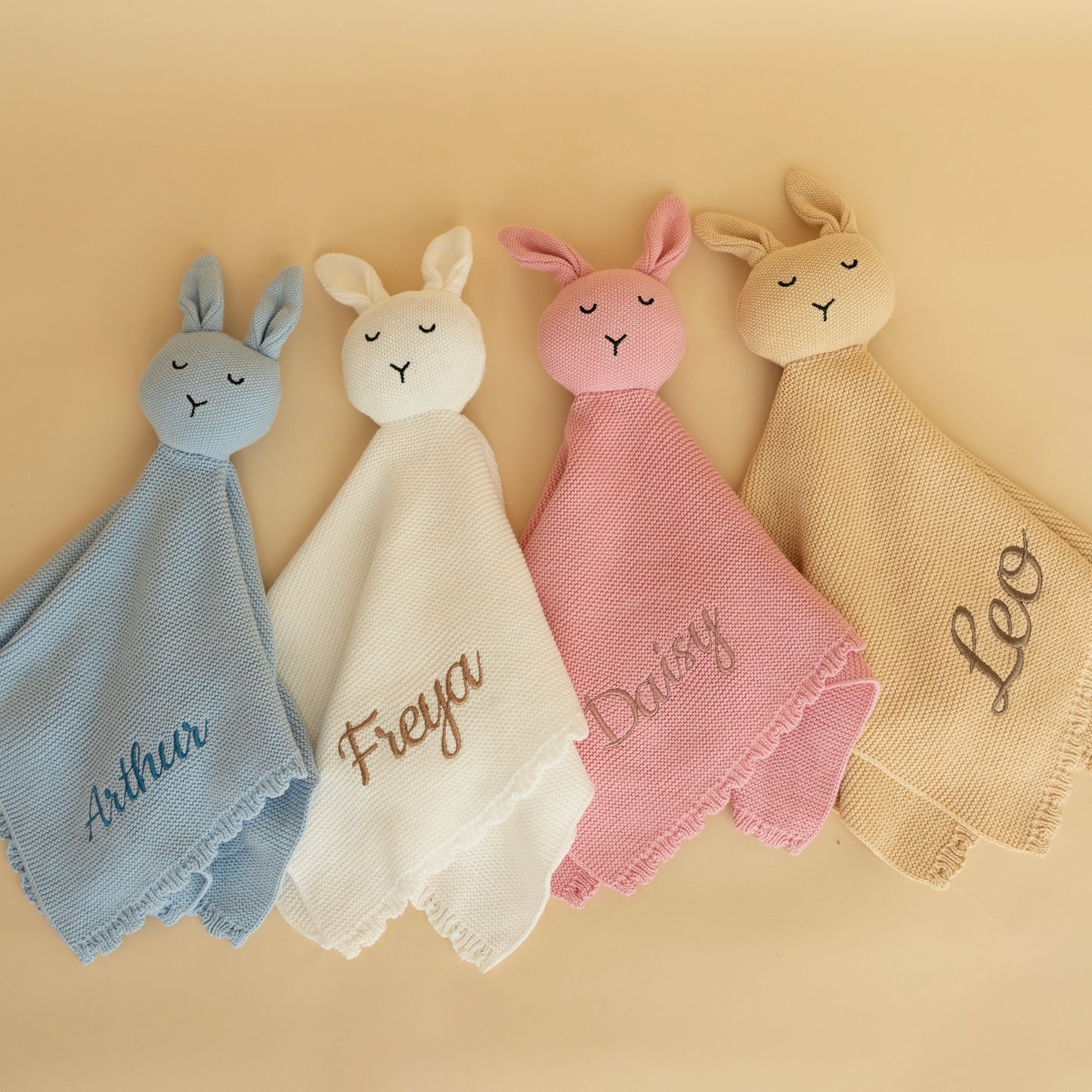 Personalised Knitted Bunny Baby Comforter