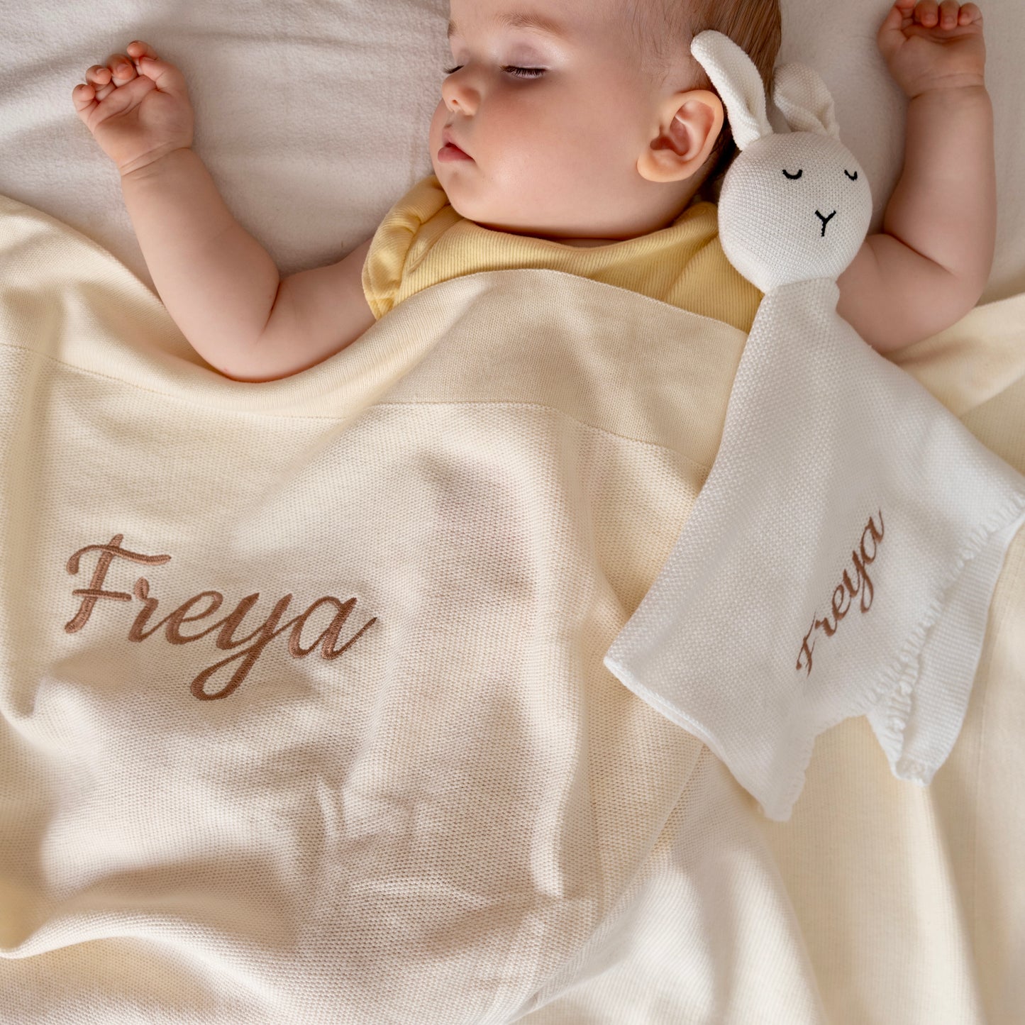 Personalised Knitted Cotton Baby Blanket
