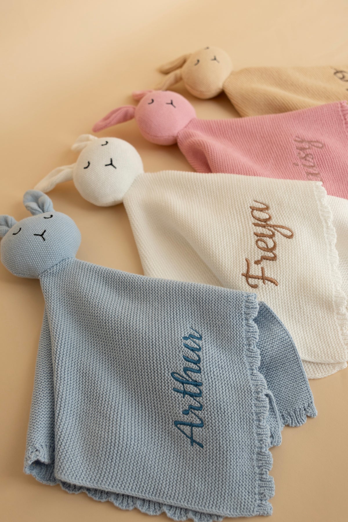 Personalised Knitted Bunny Baby Comforter