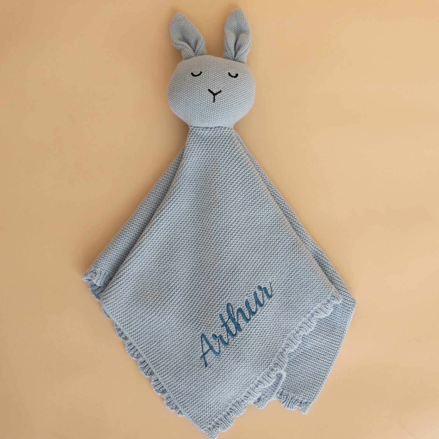 Personalised Knitted Bunny Baby Comforter