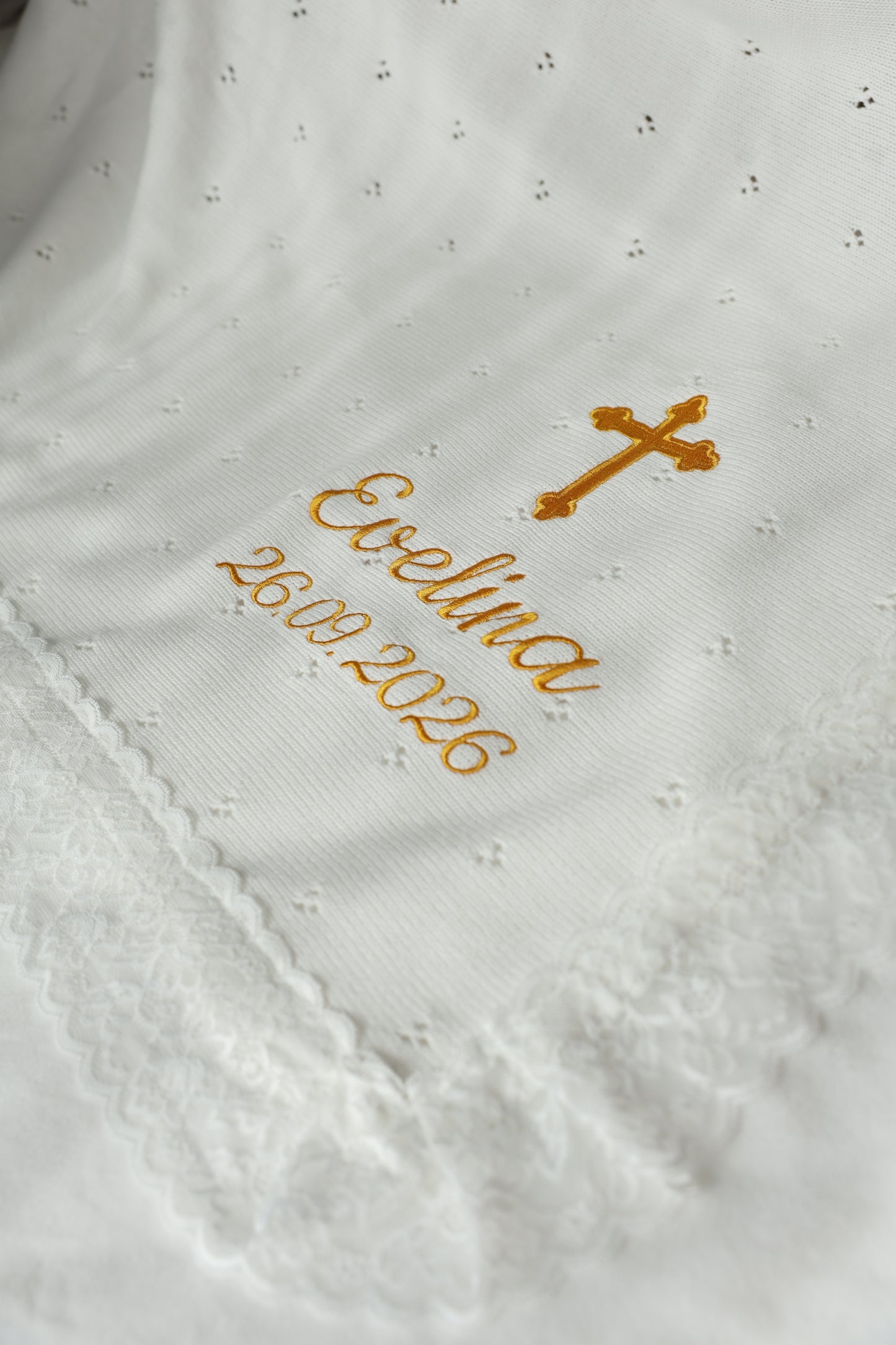Personalised Baby Christening Towel | Baptism Towel with Name & Date