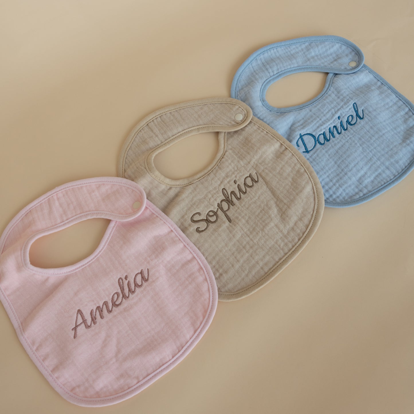 Personalised Embroidered Baby Bib | 100% Cotton Muslin Bib