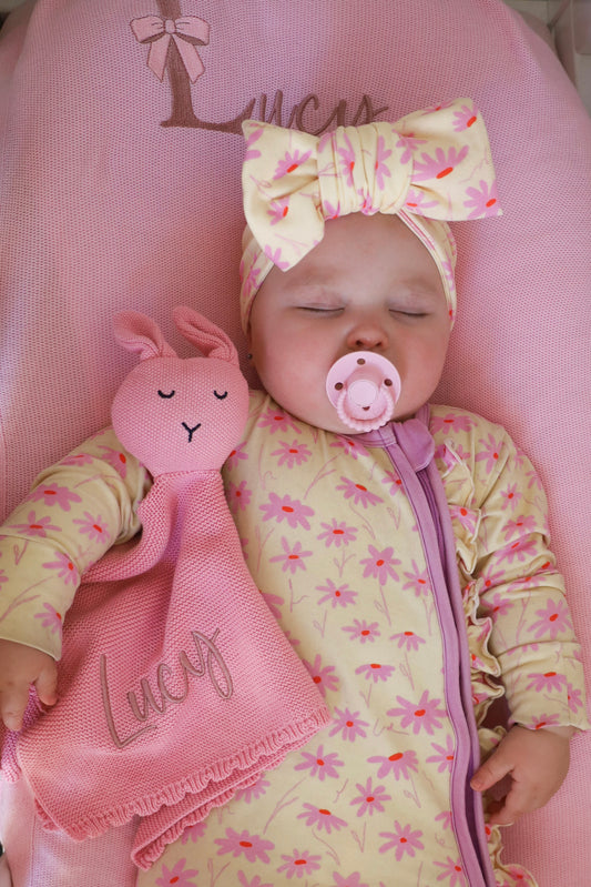 Personalised Knitted Bunny Baby Comforter