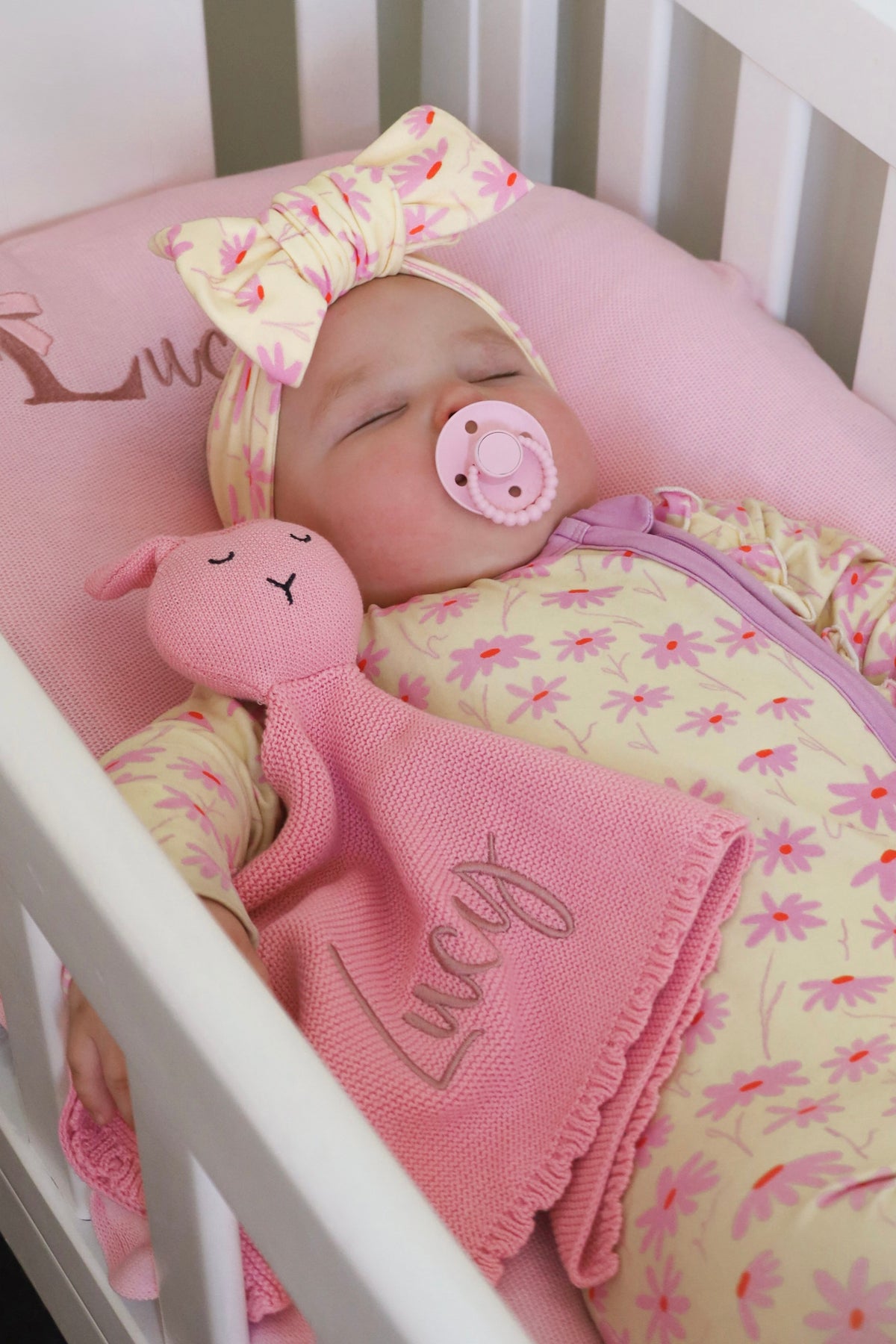Personalised Knitted Bunny Baby Comforter