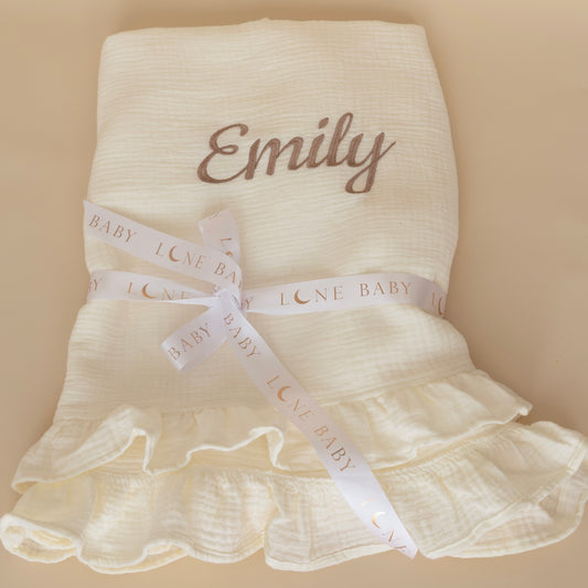 Personalised Muslin Baby Blanket | Embroidered 100% Cotton
