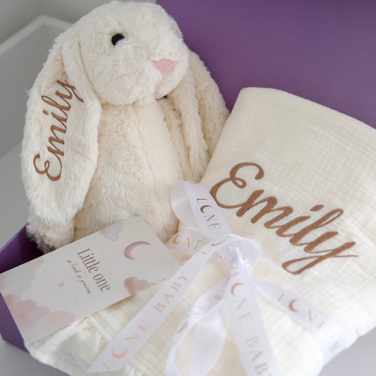 Luxury Personalised Bunny & Muslin Gift Set
