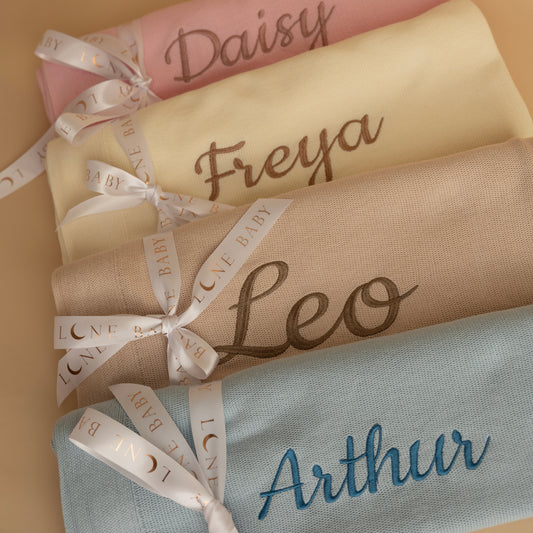 Personalised Knitted Cotton Baby Blanket